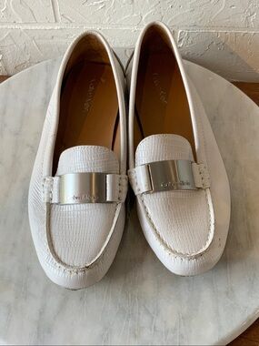 Calvin Klein White Leather Loafers